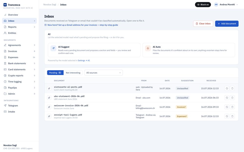 Francesca - Swiss AI accounting tool